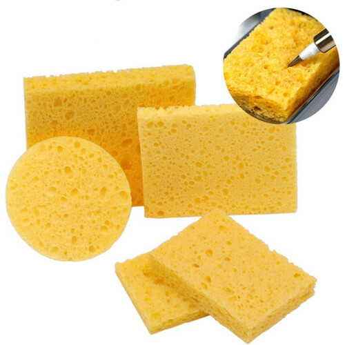 Soldering Iron Tip Cleaning Sponge  Temperature Resistant Rectangular Yellow Sponge For Soldering Iron Tips 2