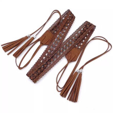 Hollow Flower Belt Cowgirl Waistband with Tassels Waistband-CF