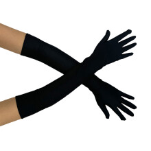 Satined Gloves 1920s Theme Party Gloves Long Length-Black