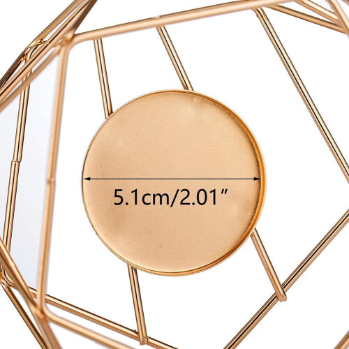 Geometric Design Tea Light Holder, Metal Wire Construction For Durable Decor 2