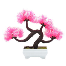 Kunstmatige bonsai: Levensechte nagebootste dennenboom, kristalwitte stenen versiering, antislipmatten voor veilige plaatsing binnen en buiten.