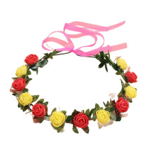Flower Headbands Women Bride Flower Crown For-yellow red