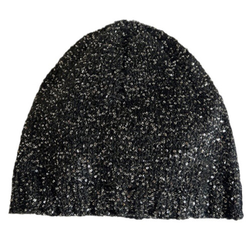 Eye-Catching Black Sequins Hat Sparkly Beanies Adds-Black