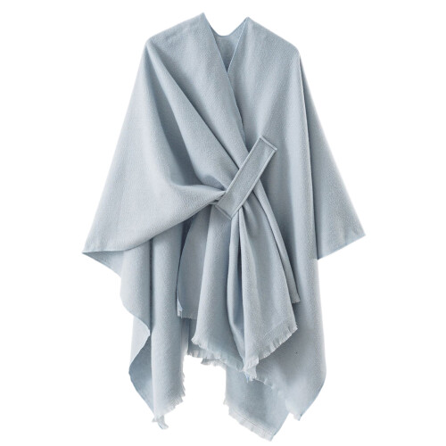 Oversized Warm Shawl Wrap Open Front for Women Open-Light Blue