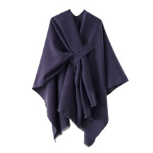 Oversized Warm Shawl Wrap Open Front for Women Open-Navy Blue