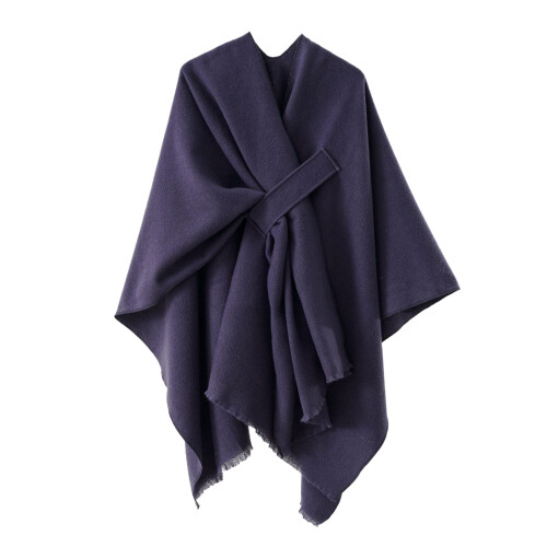 Oversized Warm Shawl Wrap Open Front for Women Open-Navy Blue