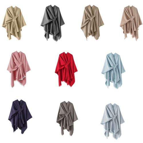 Oversized Warm Shawl Wrap Open Front for Women Open-Navy Blue 1