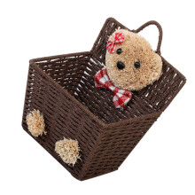 Cartoon Handmade Hanging Wicker Basket Willow Storage Holder Desktop WallMounted Rustic Brown Multifunctional Organizer
