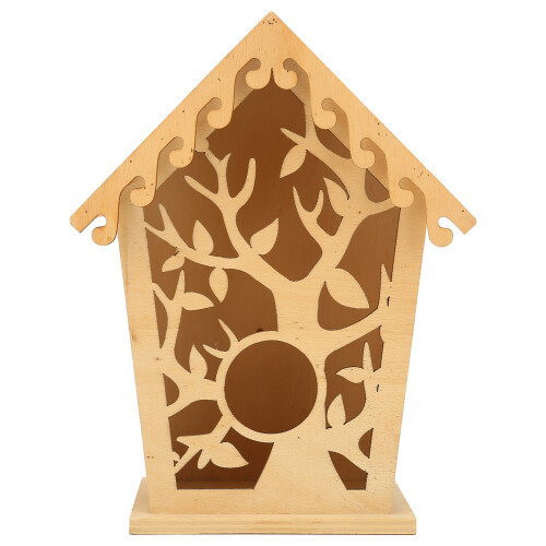 DIY Ταΐστρα Πουλιών Φυσικό Ξύλινο Στολίδι Birdhouse για Διακόσμηση Κήπου Φύλλα Δέντρου