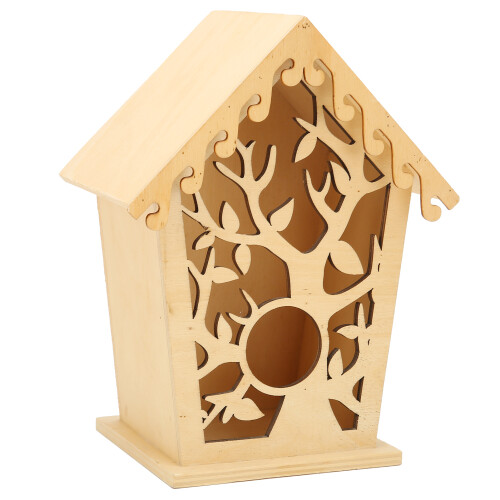 DIY Ταΐστρα Πουλιών Φυσικό Ξύλινο Στολίδι Birdhouse για Διακόσμηση Κήπου Φύλλα Δέντρου 1