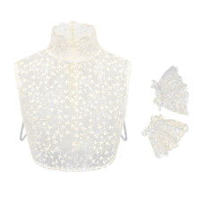 Detachable False Collar Girls Striped Wristband Half-Lace suit