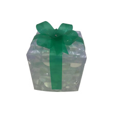 Verlichte kerstcadeauverpakking met glinsterend oppervlak, transparante plastic taart- en cupcakehouder, set van 3 maten met strikdecoratie voor de