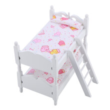 12 Doll House Mini Etagenbett Spielzeugmöbel Pinke Handschuhe 13,7*8,1*12cm