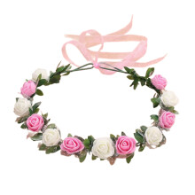 Bride Flower Crown Wedding Floral Garlands-Creamy white pink