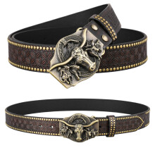 Western Cowboy PU Leathers Belt Men Waist Strap Vintage-130cm