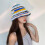 Winter Stripe Pattern Crochet Bucket Hat Ladies Commute-Blue 7