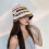 Winter Stripe Pattern Crochet Bucket Hat Ladies Commute-Blue 5