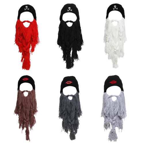 Elastic Windproof Beard Hat Balaclava-Skull red beard child 1