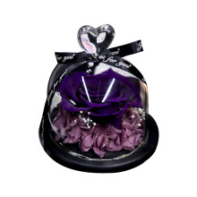 Unik blompresent till henne, kreativ jubileumspresent med konserverade riktiga rosor, Jag älskar dig-halsband ingår