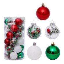 Elegant Shatterproof Christmas Tree Decorations, Clear Plastic Baubles with Sparkling Decorations for Perfect Home Decoration