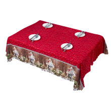 Tafelkleed van zwaar vinyl met flanellen achterkant, elegant kerstpatroon, rustiek patchwork, waterbestendig en vlekbestendig, geschikt voor binnen