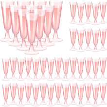 Plastic Champagne Flutes 36 Pack, Reusable Pink 150ml/5oz Glasses, Cocktail Cups For Weddings, Thanksgiving, Christmas