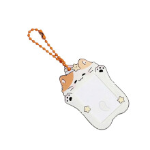 Photocard Holder With Keychain Cartoon Animal Photo Card Sleeve Credit Card Protector Korean Kitten Style Gift