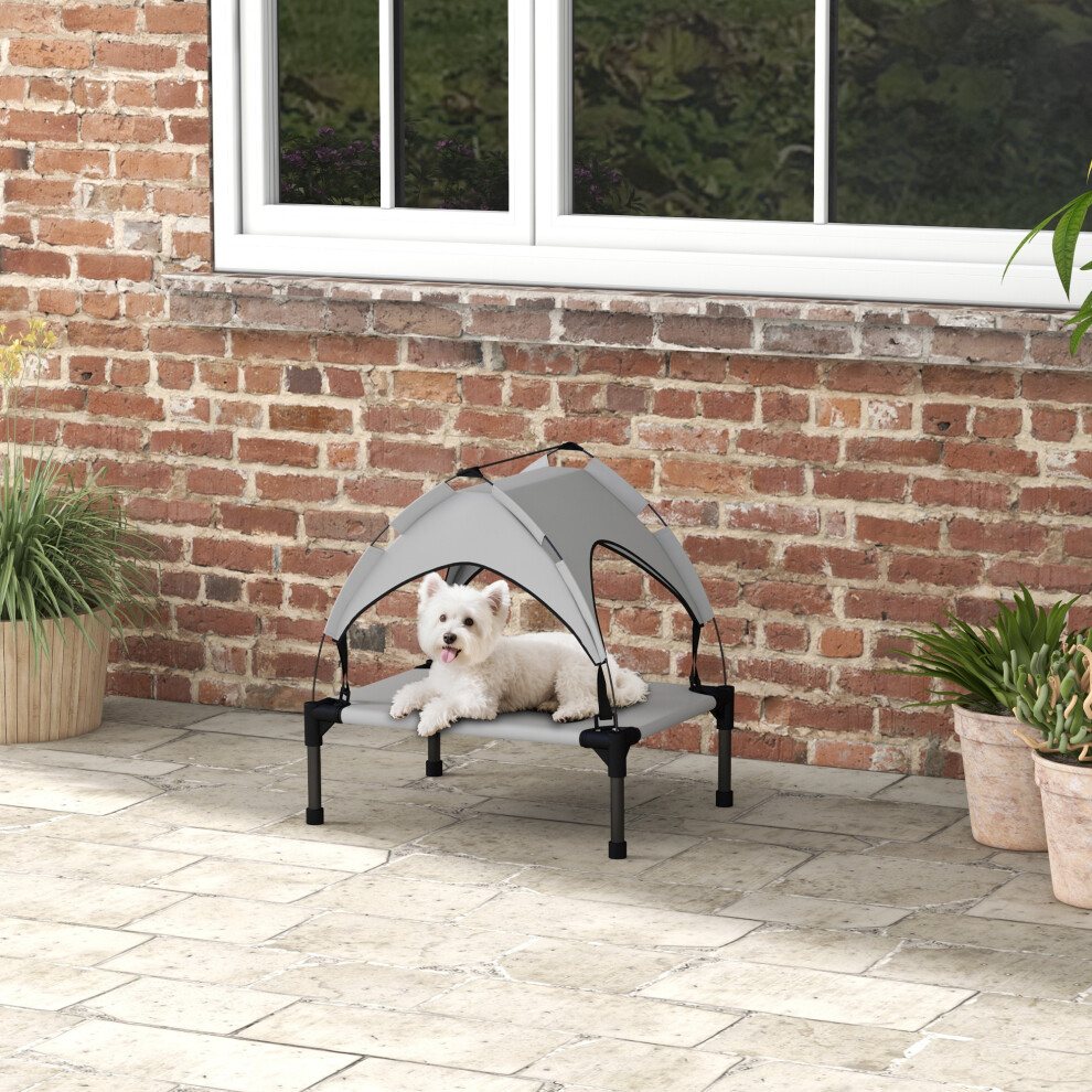 Pawhut Cooling Raised Dog Bed W/ Breathable Mesh, For Mini, S Dogs - Light Grey