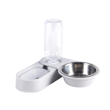 Pet Automatic Feeders 18oz Water Dispenser Food Bowl for-grey