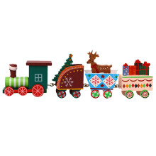 Enfeites natalinos com tema de Natal, design elegante e cores atraentes, decoração de madeira para estante e mesa de centro.