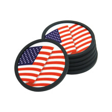 Absorbent Silicone Coasters Stackable Non-Slip American Flag Drink Coasters Decorative Ceramic Stone Coasters Dishwasher Safe For Indoor Outdoor Use (