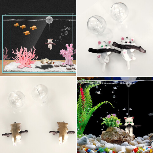 Plastic Fish Tank Cat Figurines Landscape Craft Simulated-2 2