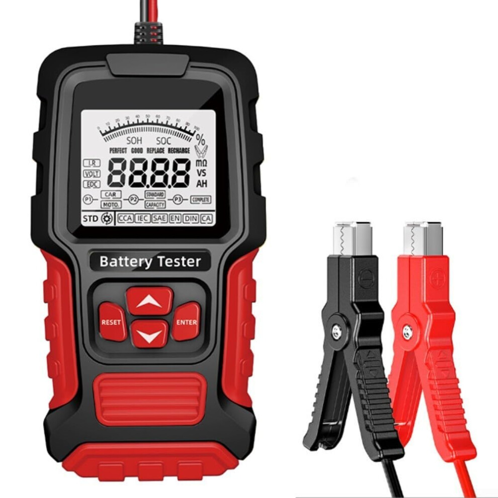 Diagnostic Car Battery Tester With Lcd Display 3Ah To 200Ah Lead Acid Battery Range, Soc Cca Ri Readouts Red 9323874236889