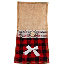 Hoogwaardige stoffen bestekhouders, elegante kerst-, bruilofts- en feestdecoratie, unieke jute zakjes met sneeuwvlokkenpatroon (rood effen)