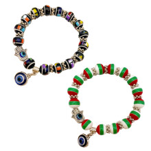 Stretch Elastic Bracelet with Adjustable Size, Party Costume Accessory Beaded Charm Bracelet Good Luck Symbol, Hamsa Hand Charm Evil Eye Design Protec