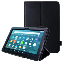 (Black) TECHGEAR Smart Case For Amazon Fire HD 8" / HD 8" Plus (2022 & 2020 / 10th & 12th Generation) PU Leather Folio Smart Stand Cover with Hand Strap