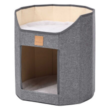 Double Deck Cat Tree House Cats Bed Scratchproof-Gray