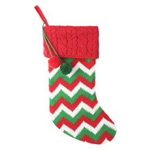Meia de Natal com pompom para meias de inverno, material tricotado de alta qualidade, decoração de Natal personalizada para casa.
