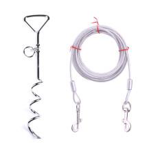 Dogs Stake Tie Out Cable Set Steel-White Dog pile plus 5m wir