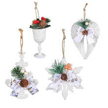 Winter Wonderland Hanging Ornaments for Christmas Tree, Durable Unique Crafted Design Glitter Silver Snowflakes Xmas Bells and Snowman Reindeer Wreath