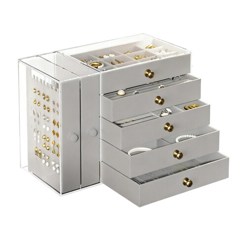 Multi Compartment Acrylic Jewelry Display-Gray 5 ayer velvt 2