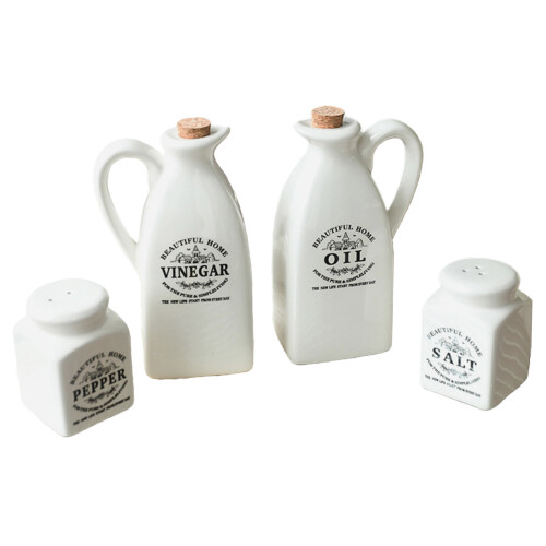 Pack of 4 Multifunctional Ceramic Container for Condiments Like