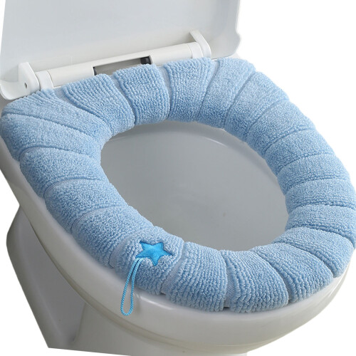 Winter Bathroom Toilet Protector With Convenient Handle-Blue