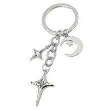 Chaveiro fofo em forma de estrela para acessórios de bolsa, chaveiro de estrela e lua em liga metálica resistente e durável com design vazado e