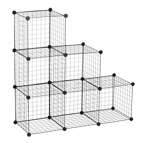 Homcom HOMCOM DIY 6 Cube Metal Wire Rack Interlocking Storage Cabinet Organiser Display 1