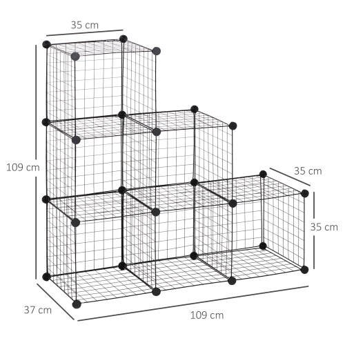 Homcom HOMCOM DIY 6 Cube Metal Wire Rack Interlocking Storage Cabinet Organiser Display 2