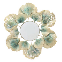 Ginkgo Leaf Design Wall Mirror Decorative, Unique Design Metal Wall Decor for Living Room Bedroom, Modern Minimalism Style with Easy Installation, Wea