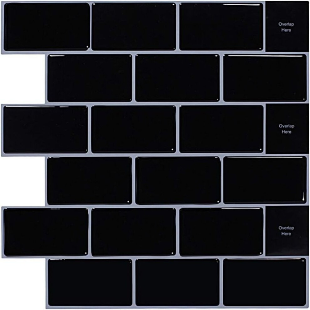 Peel And Stick Tile Backsplash For Kitchen, Waterproof Marble Black Subway Tile With Stronger Adhesive For Easy Diy Installation And Removable Without 9094122481428