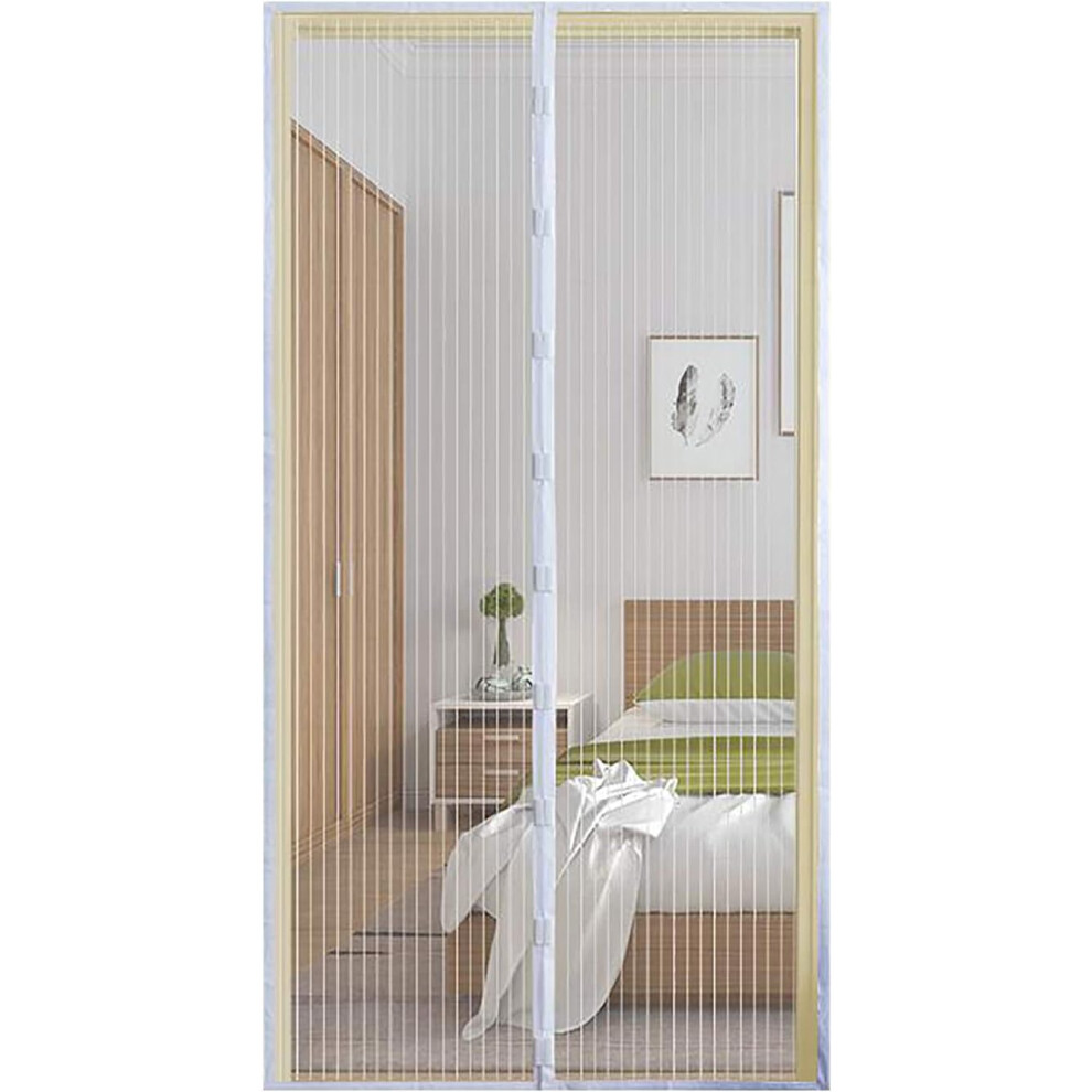 Heavy Duty Mesh Curtain, Magnetic Screen Door With Breathable Durable Polyester, Instant Installation Curtain For All Doors Up To 100x210cm, Wind Resi