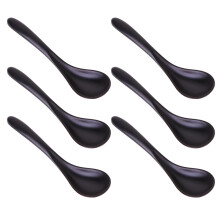 6Pcs Black Tableware Soup Spoons Handmade Flatware for Dining